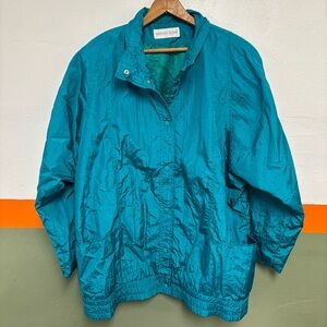 Retro Oversized Teal Windbreaker Jacket